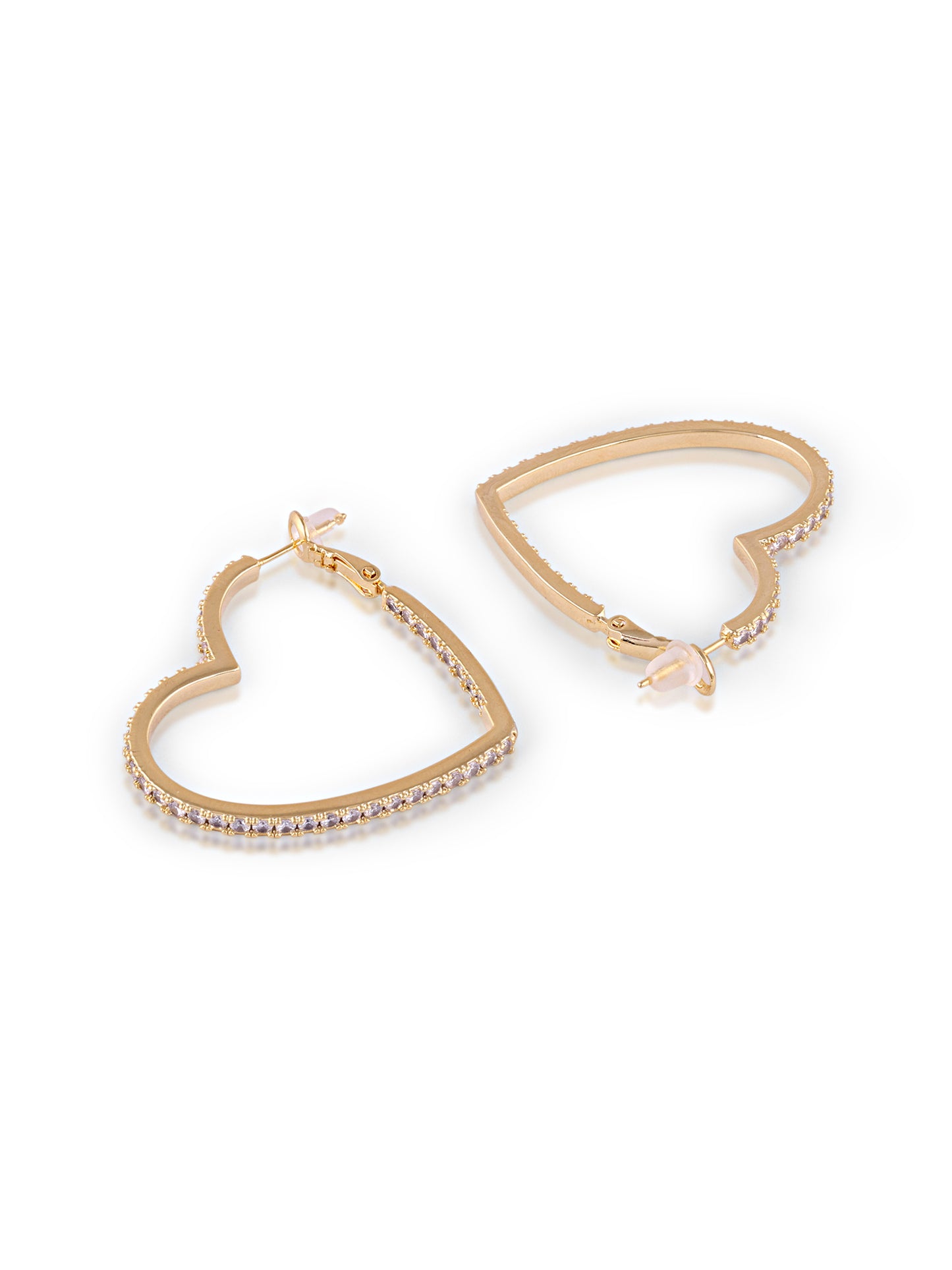 Studded Gold Heart Hoops
