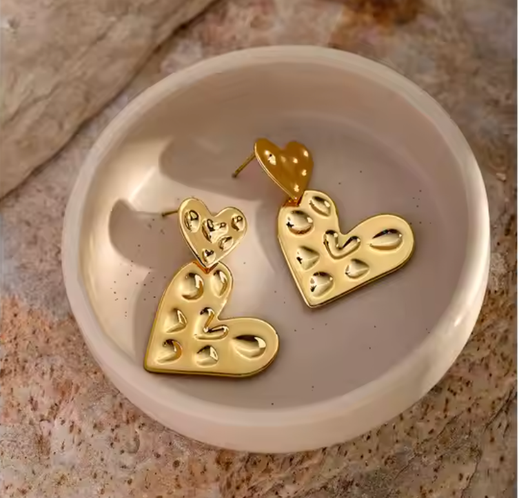 Engraved Duo Heart Earrings