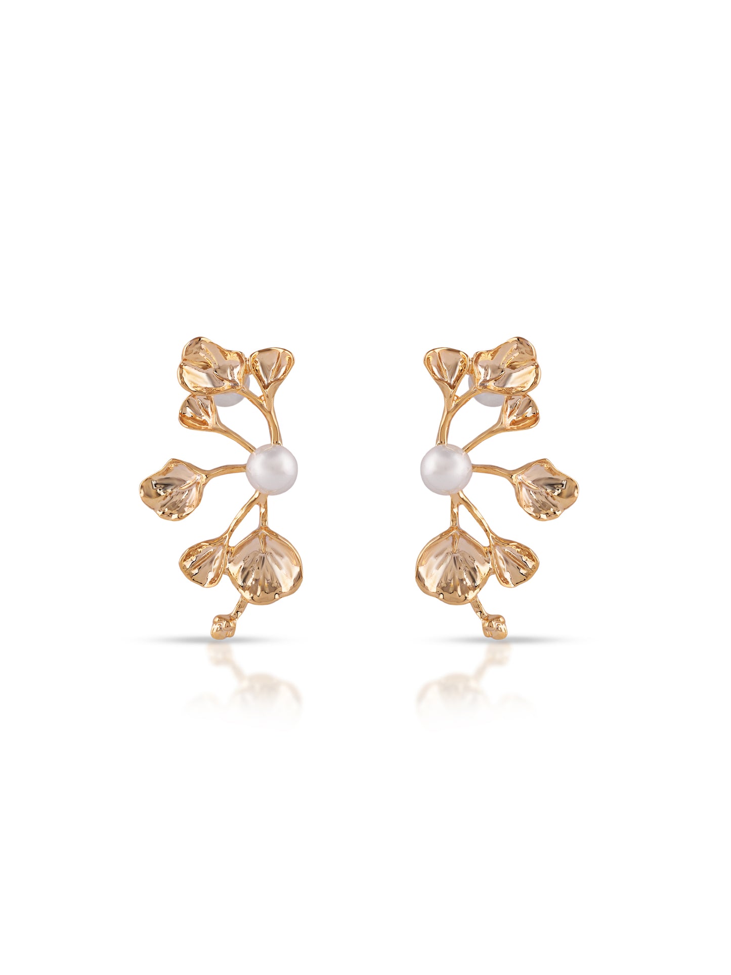 Gold Plated Studded Pearl Earrings