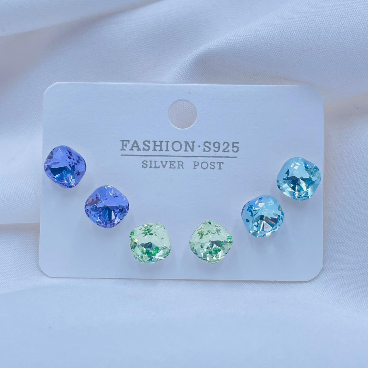 Coloured Squircle Studs Combo