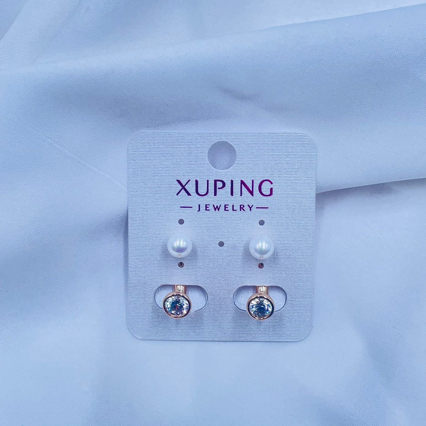 Solitaire and Pearl Earrings- XUPING