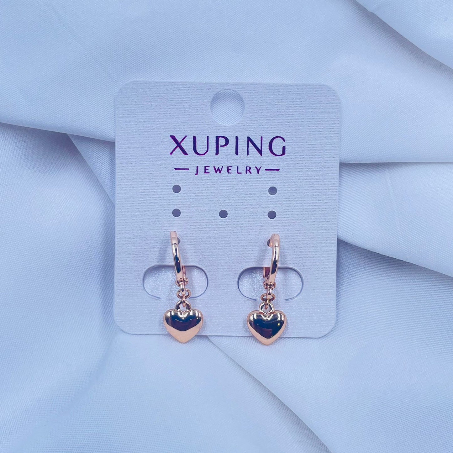 Mini Hoops Hanging Heart Earrings- XUPING