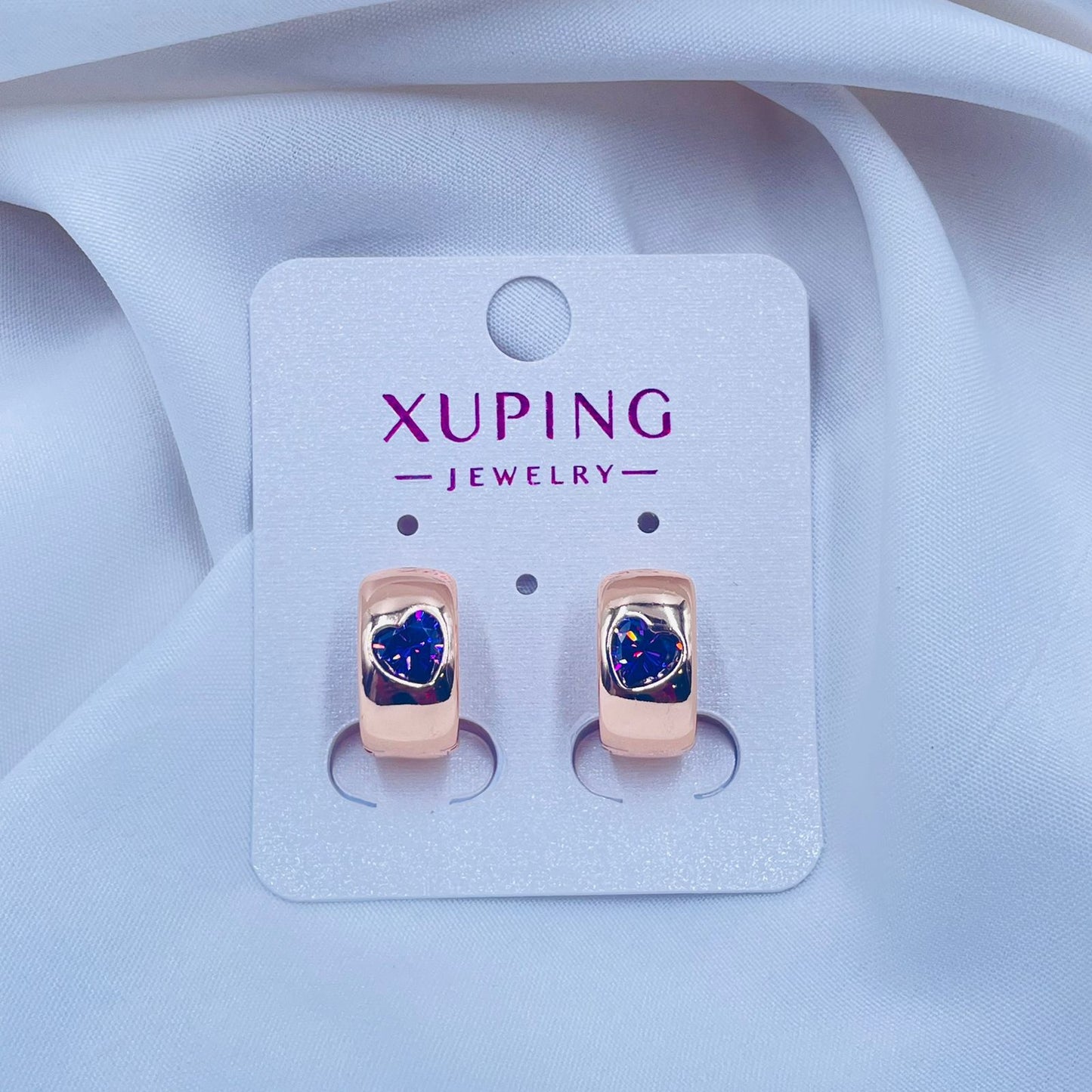 Emerald Heart Hoops Earrings- XUPING