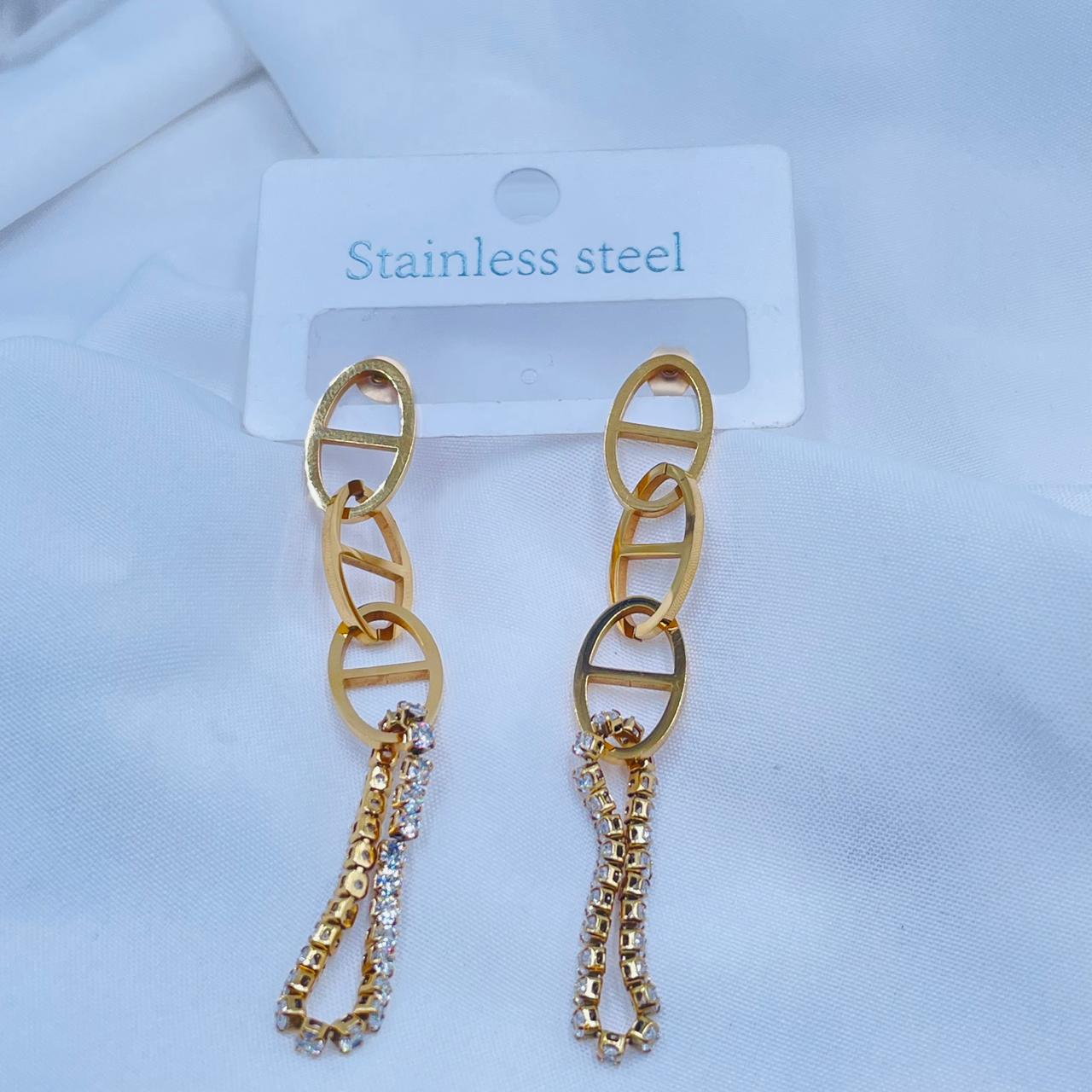 Crystal Anchor Dangles Earrings