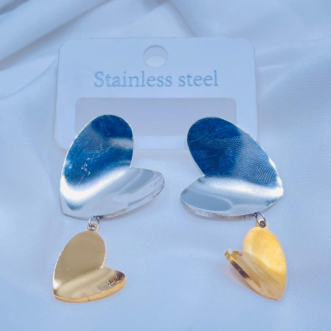 Duo-Tone Heart Earrings
