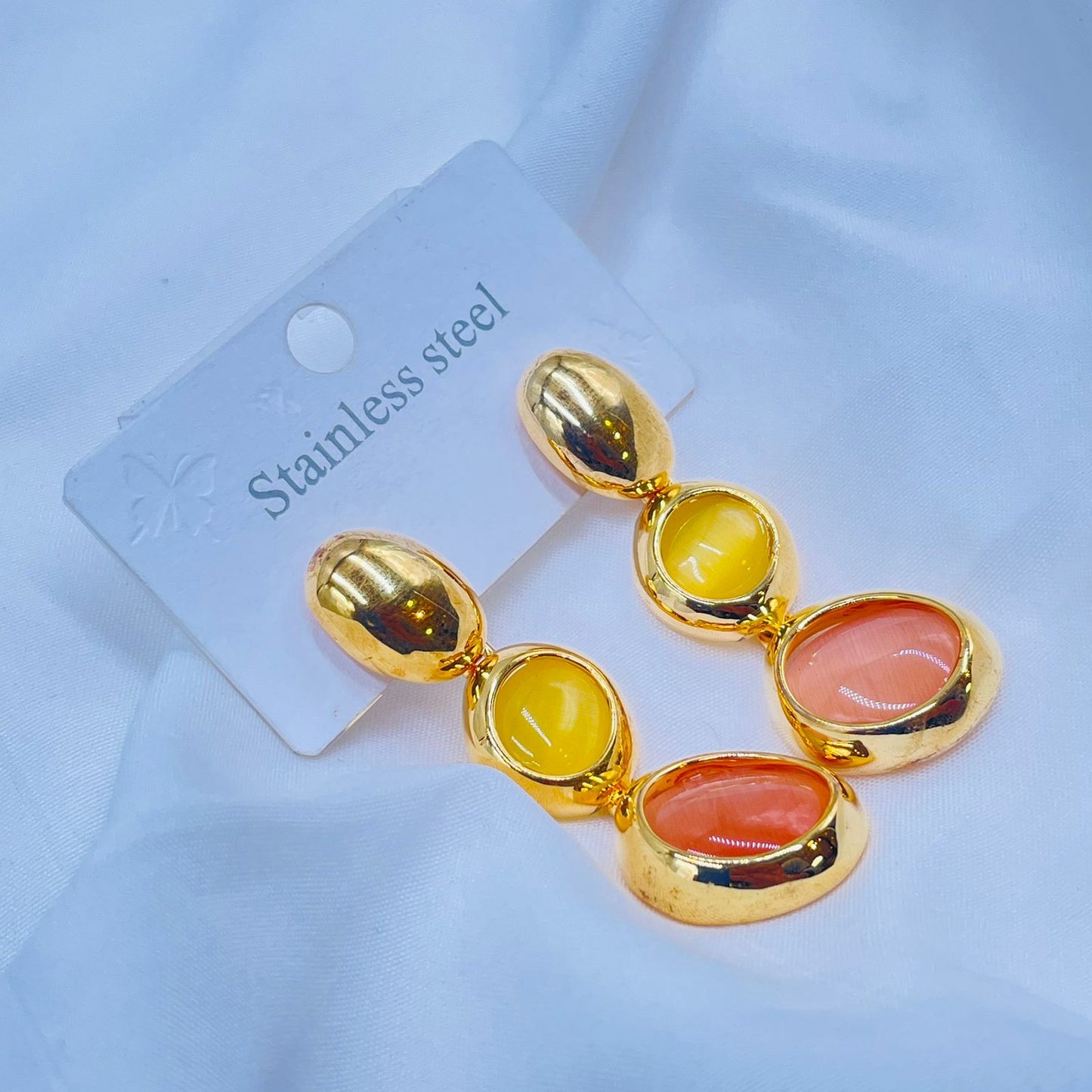 Gold And Multicolored Drop Earrings