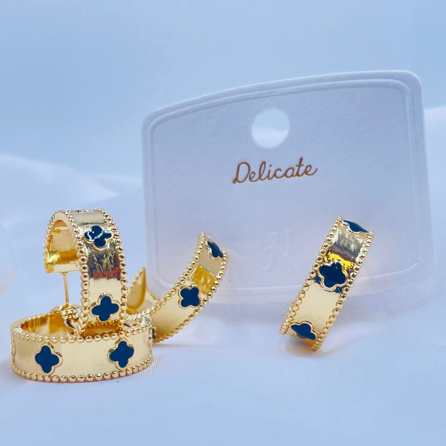 Azure Black Clover Earrings