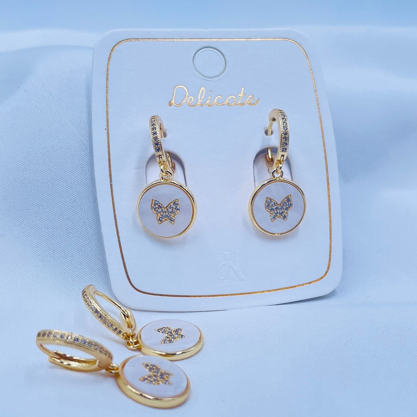 Golden Butterfly Hoops