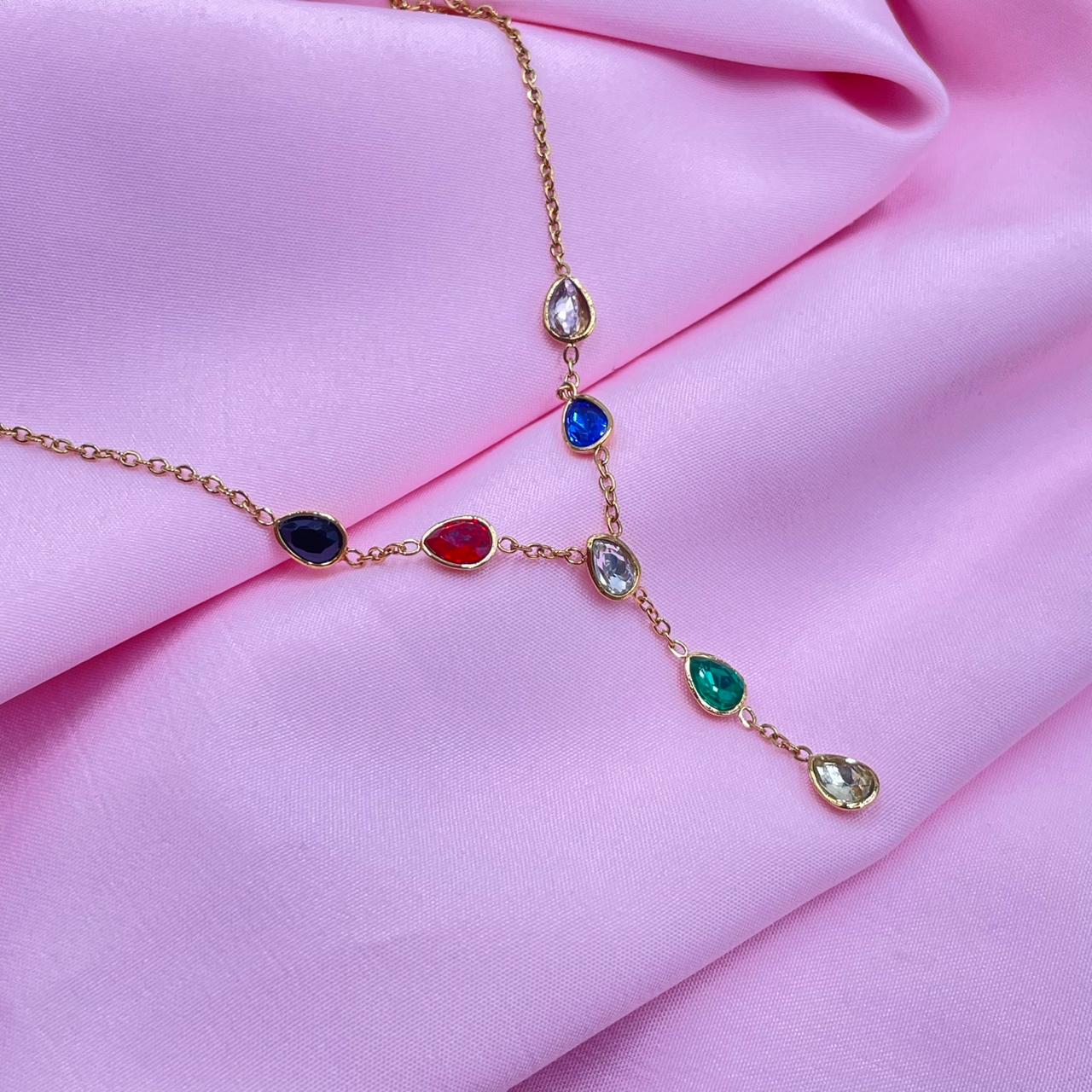 Teardrop Rainbow Y-necklace
