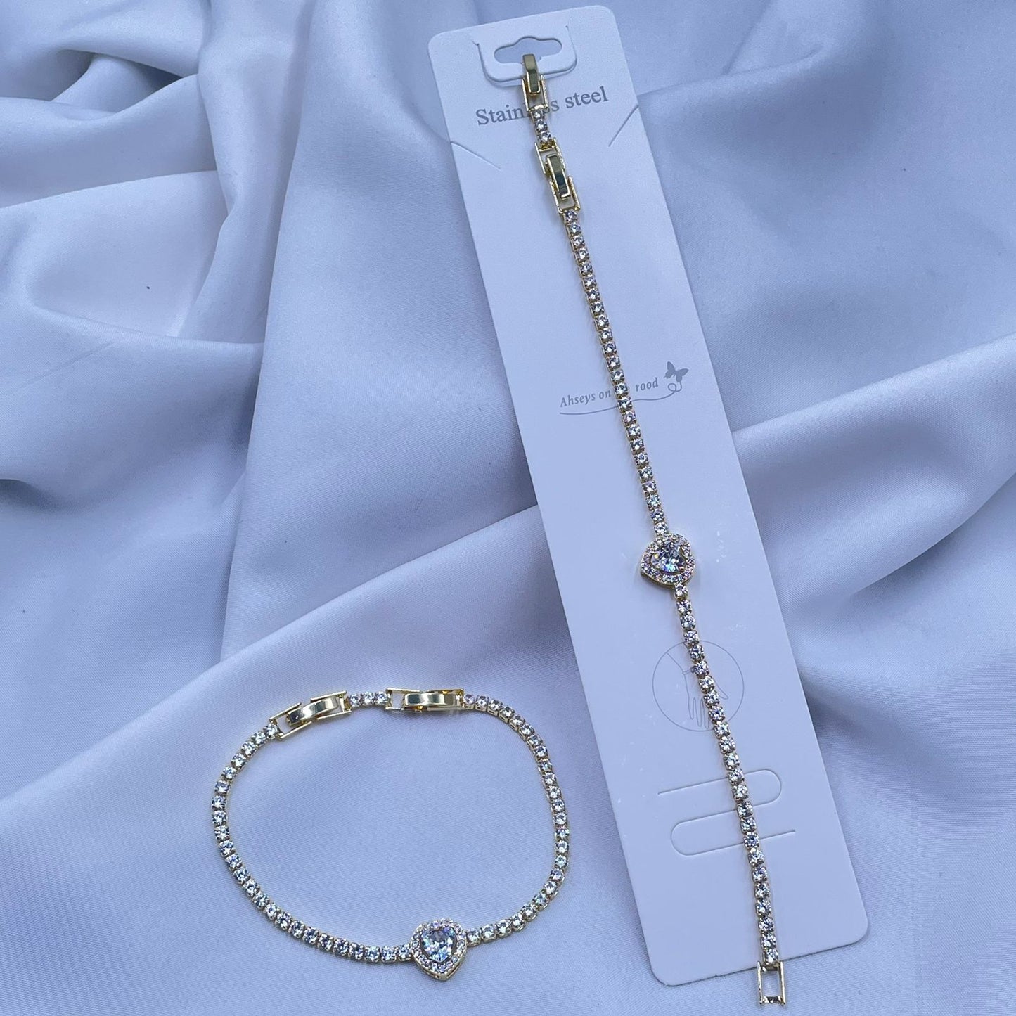 Golden Heart Tennis Bracelet