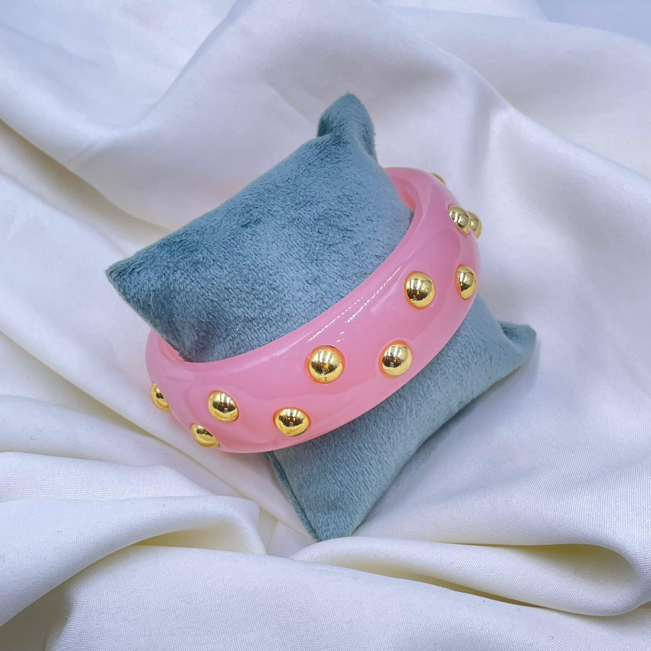 Pink Studded resin Bracelet