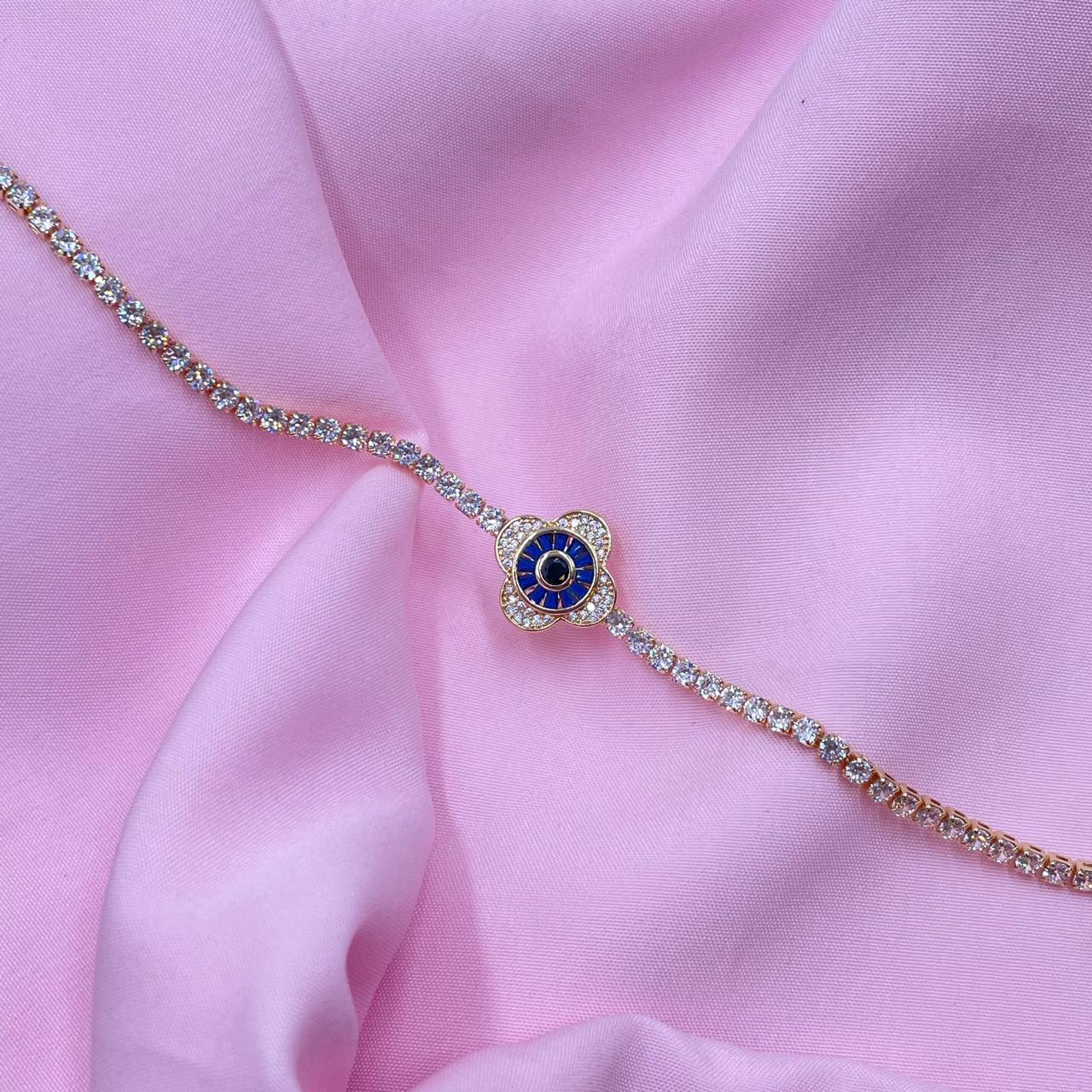 Golden Evil Eye Tennis Bracelet