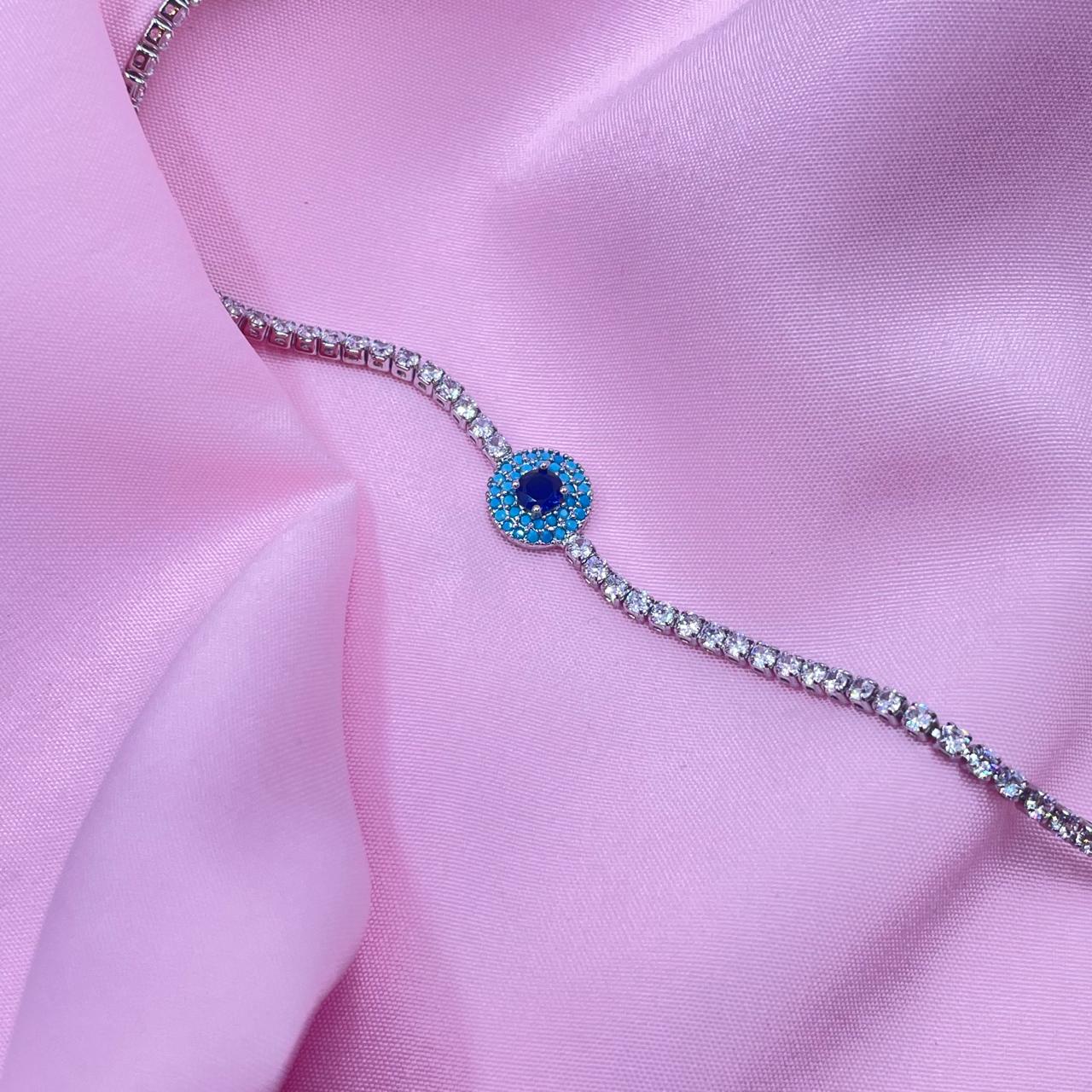 Azure Evil Eye Tennis Bracelet