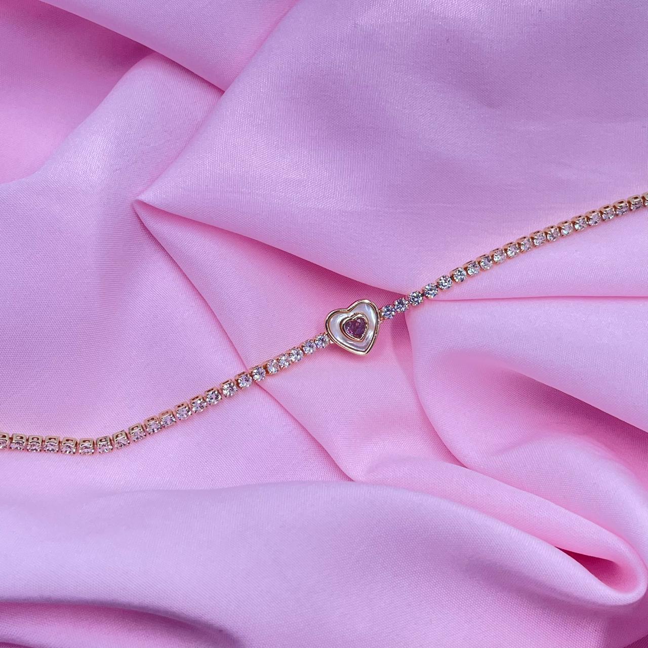 Gold Heart Tennis Bracelet