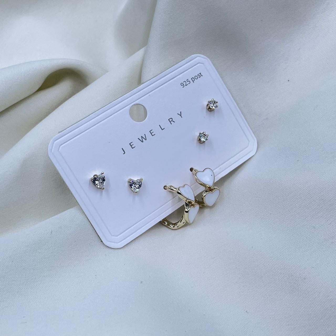 White Heart Combo Earrings