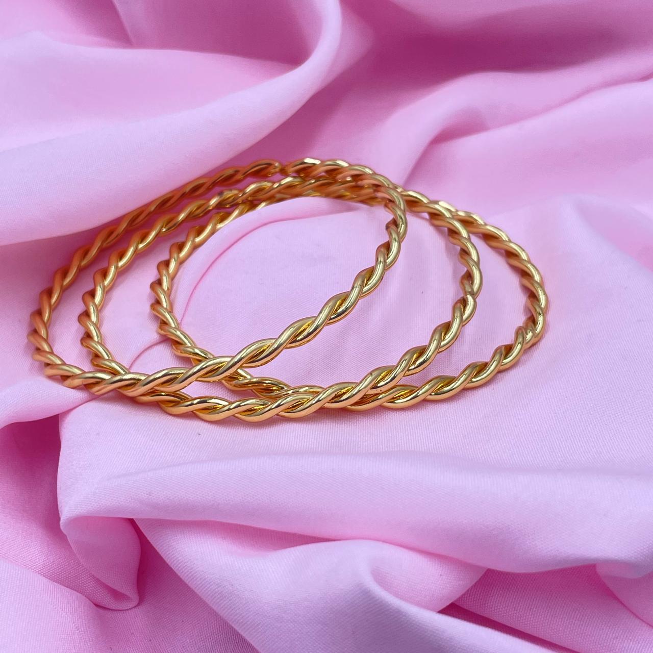 Golden Twist Bangles Set of 3