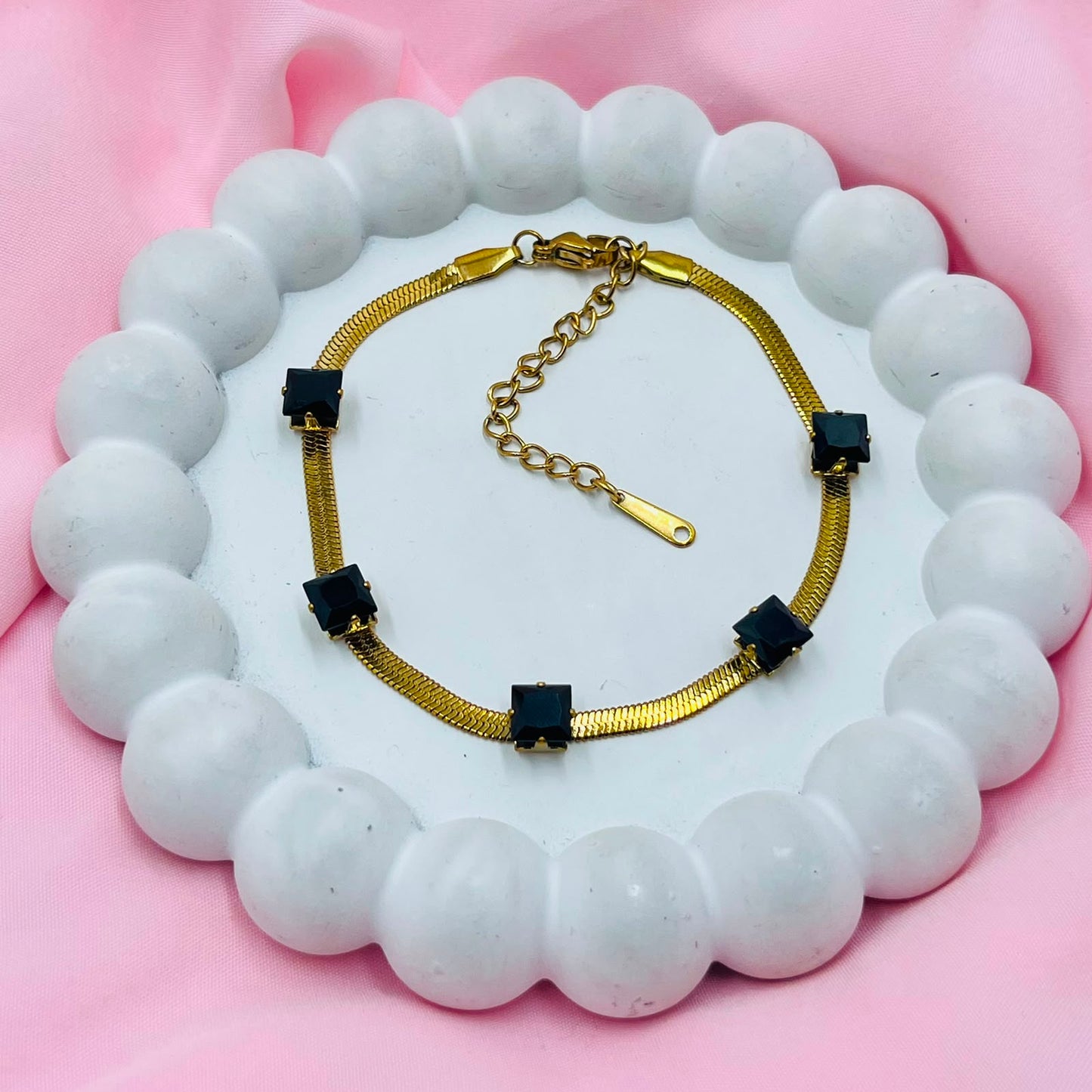 Black Jade Snake Chain Bracelet