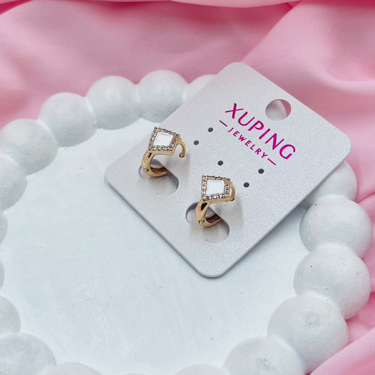Square Sparkle Studs Earrings- XUPING