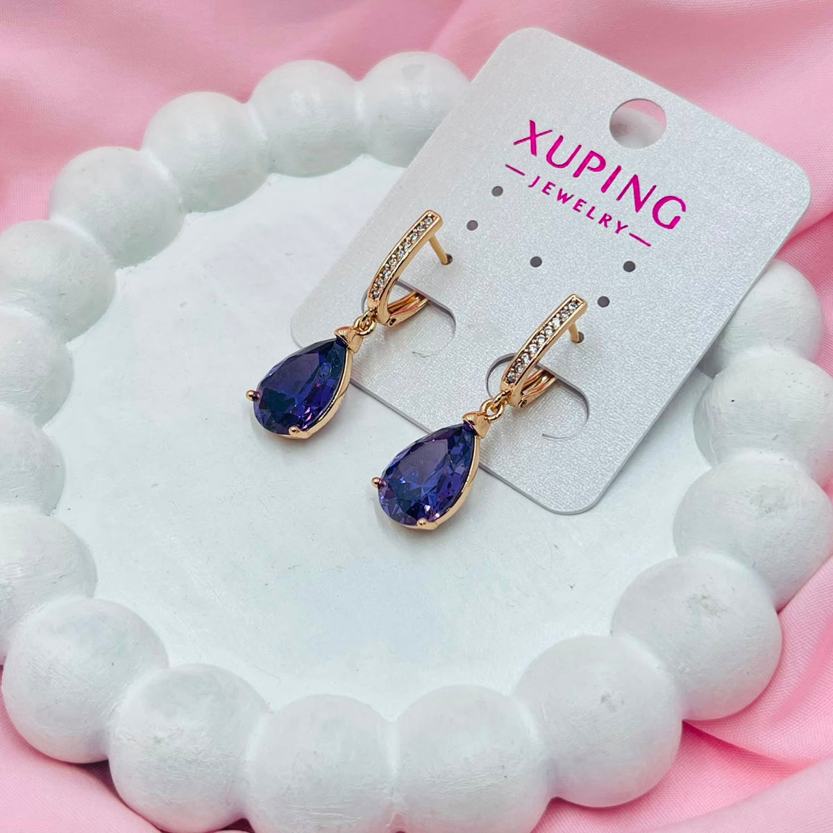 Sapphire Sparkle Earrings- XUPING