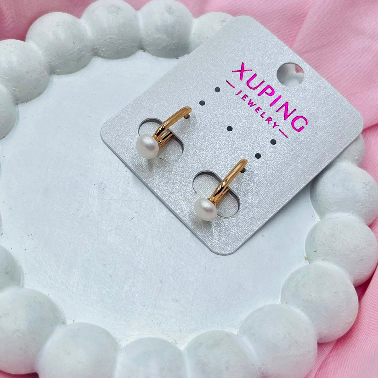 Pearl Hoops Earrings- XUPING