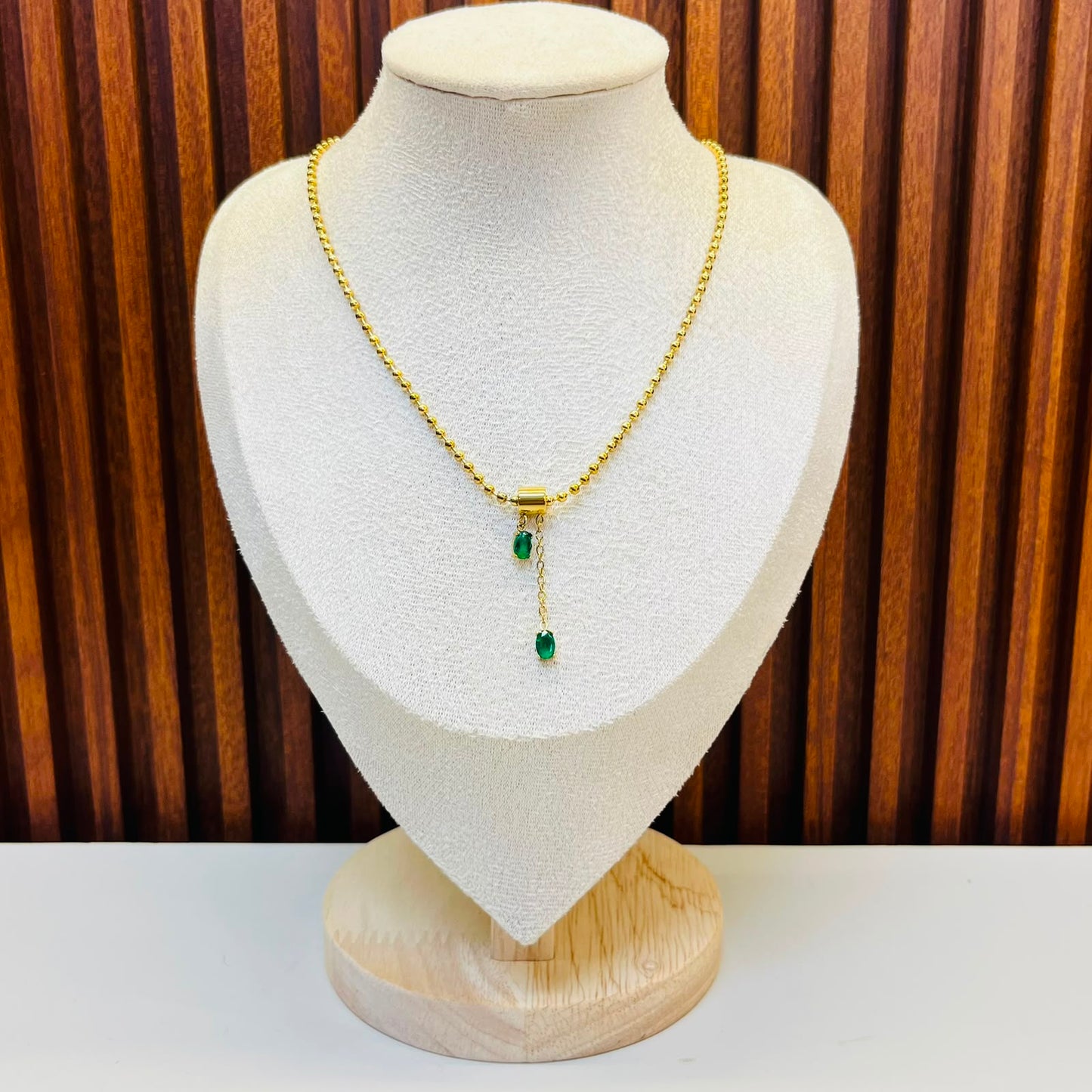 Small Green Teardrop Necklace