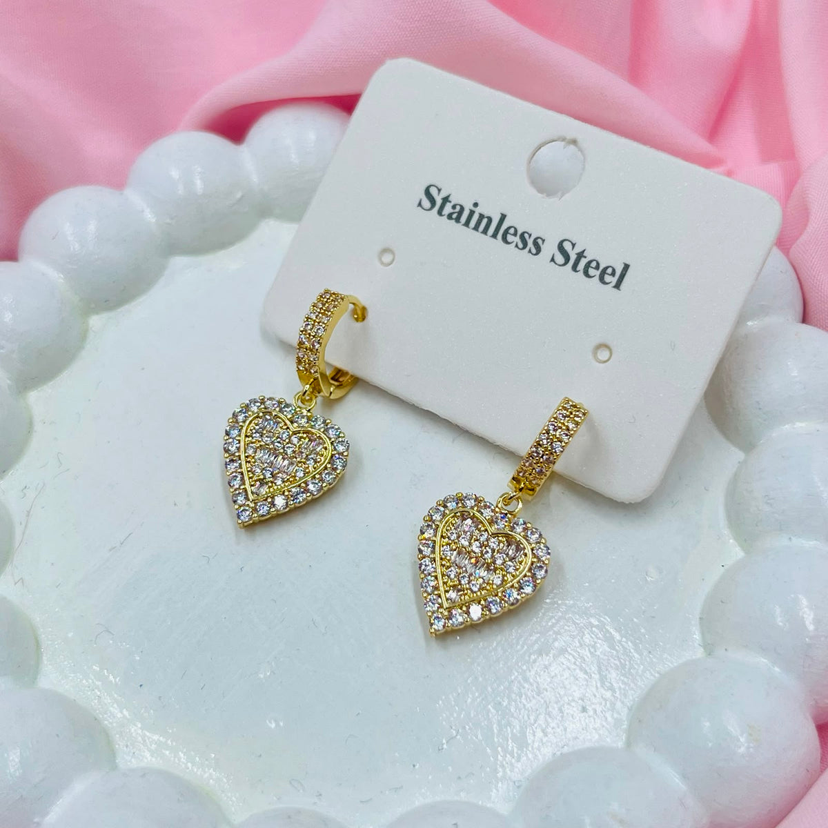 Gold Heart Swing Hoops
