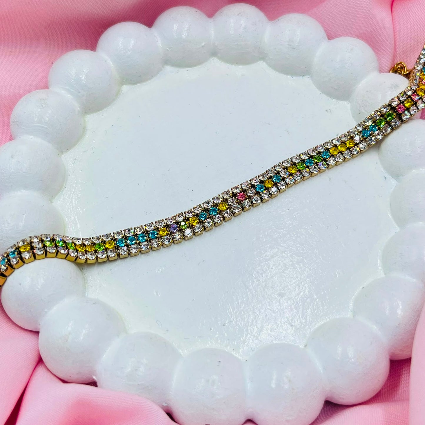 Colorful Rhinestones Chain Bracelet