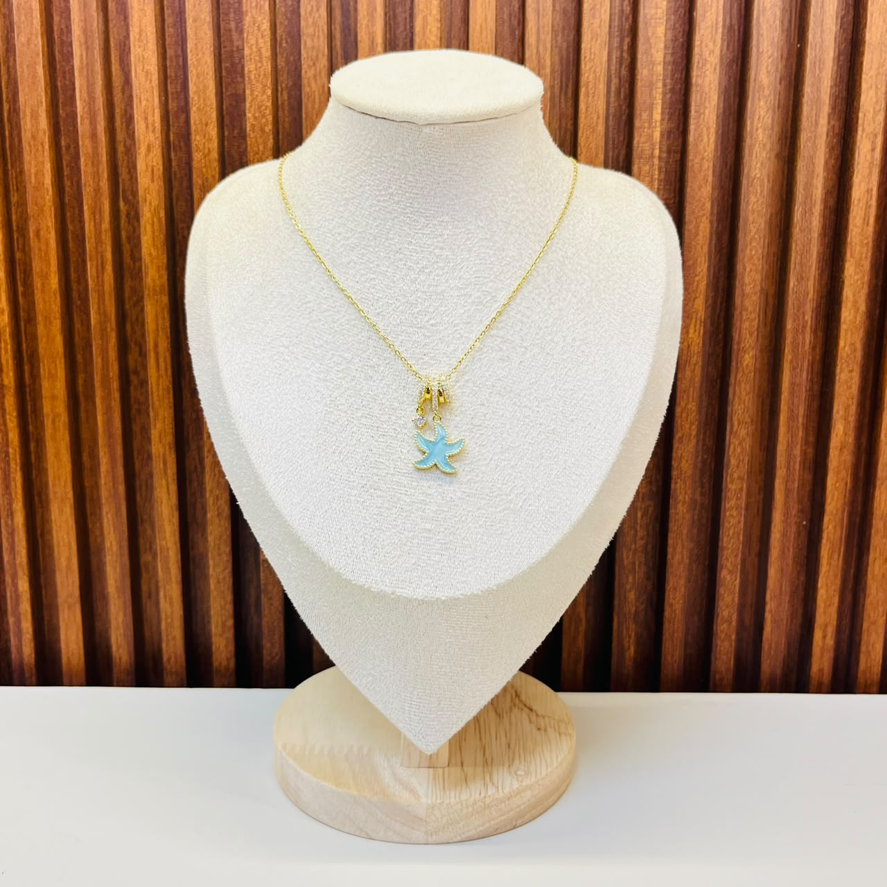 Small Sky Blue Starfish Necklace