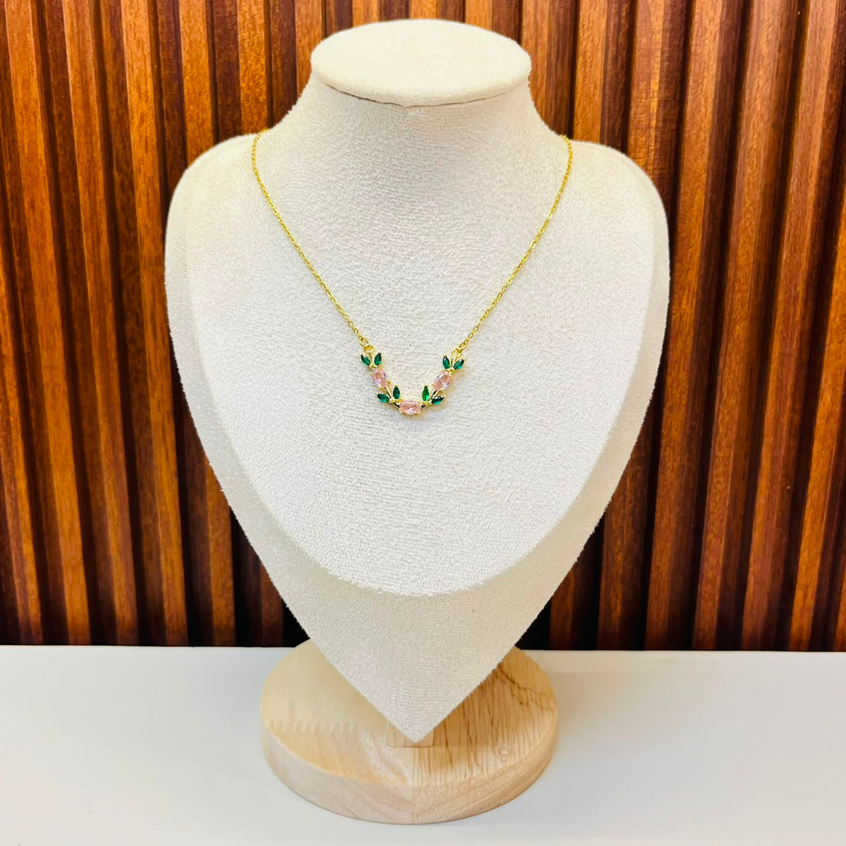 Green And Pink Stones Necklace