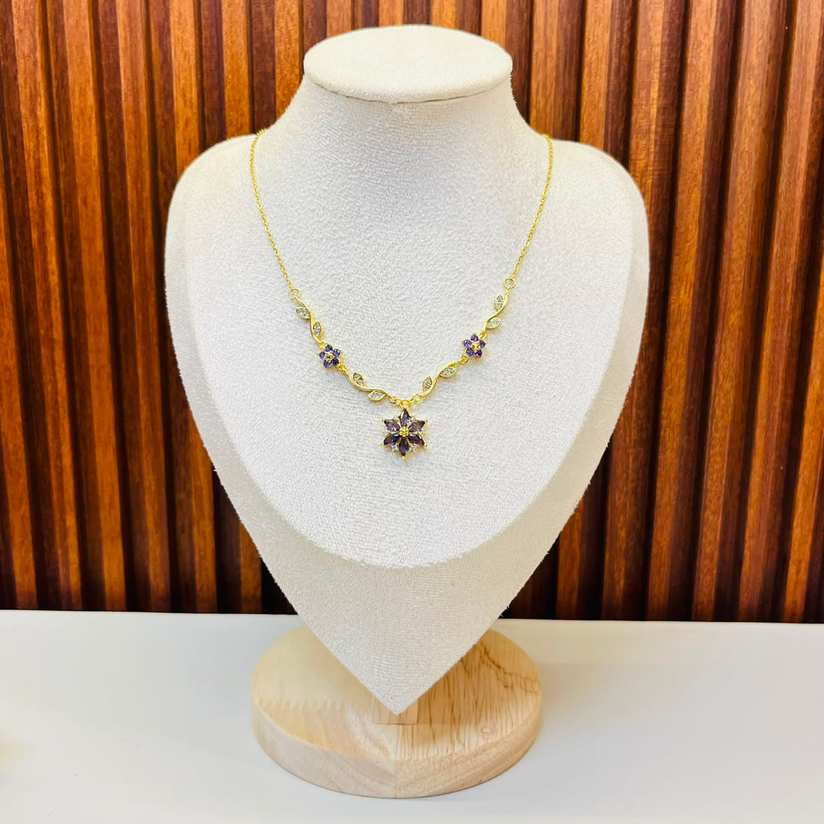 Purple Floral Charms Necklace