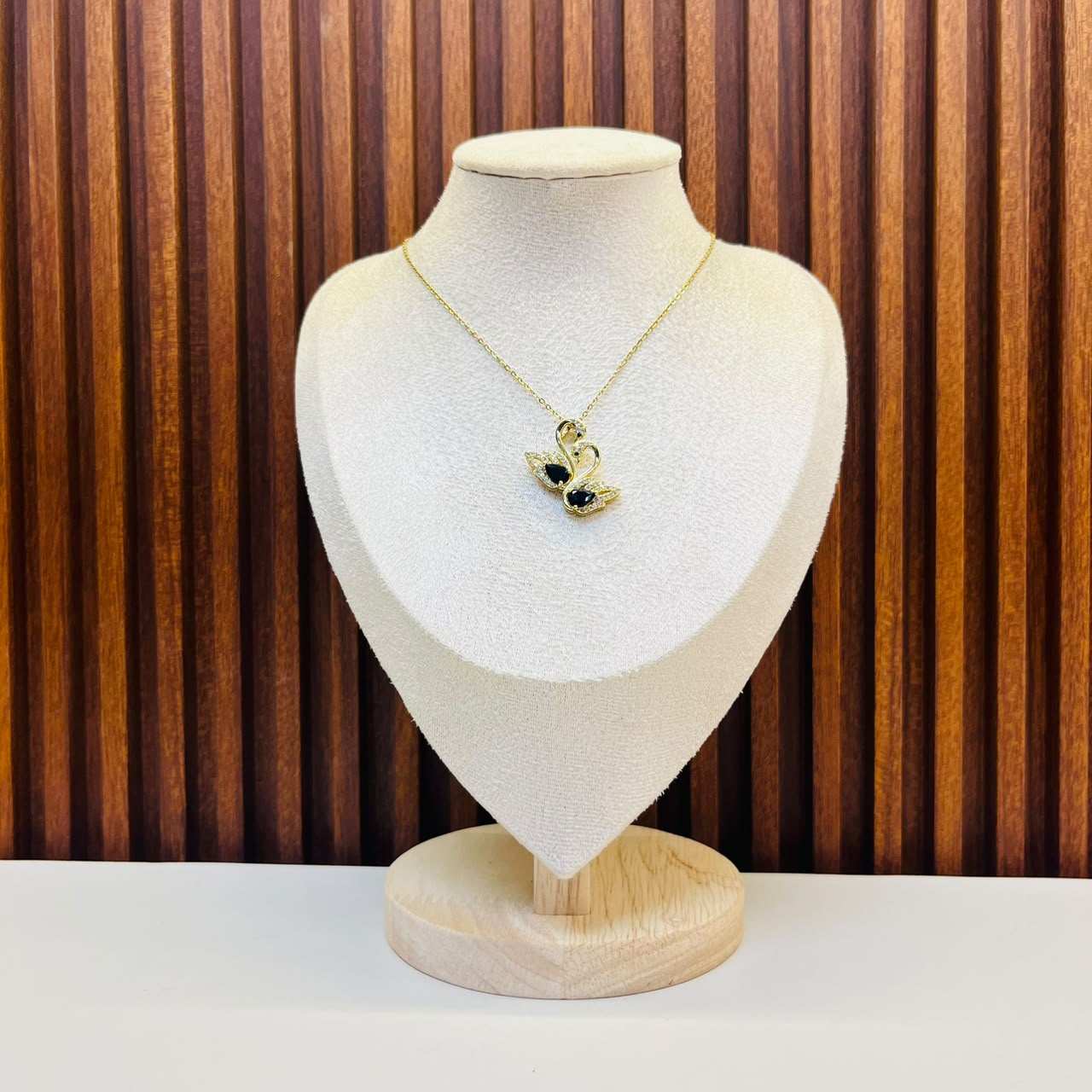Black Stone Swan Necklace