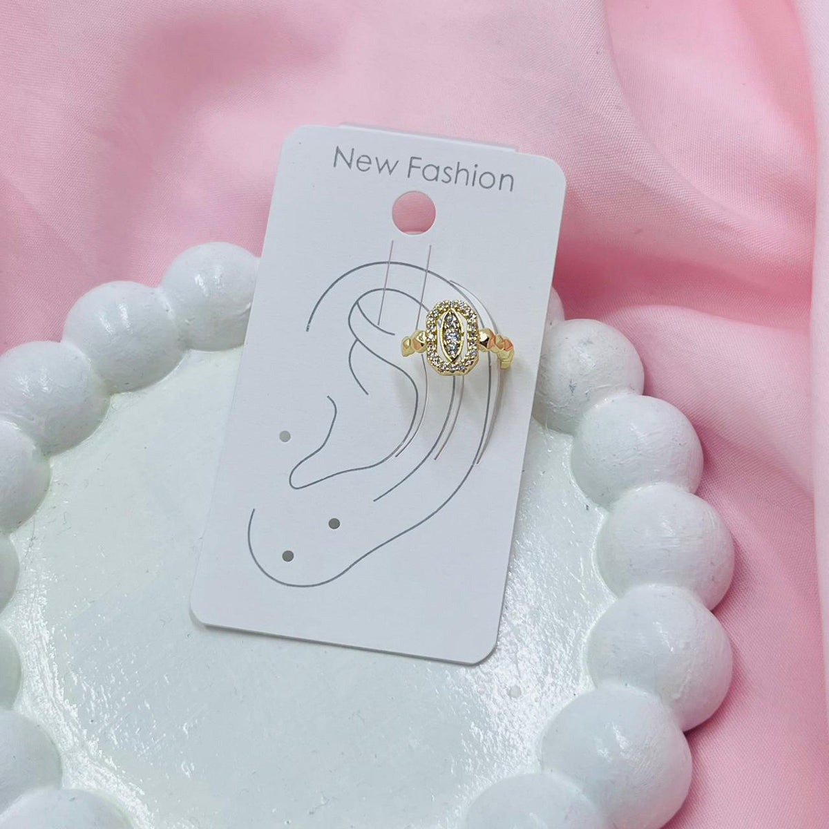 Golden Oval Ear Cuff Earring