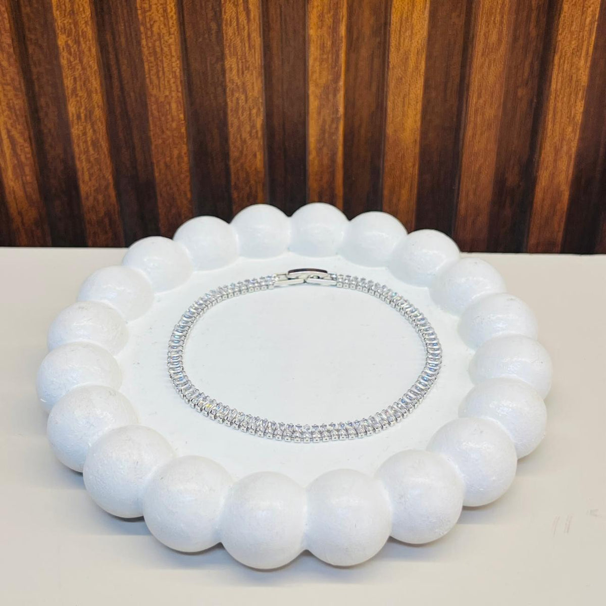 Square Shape White Tennis Bracelet