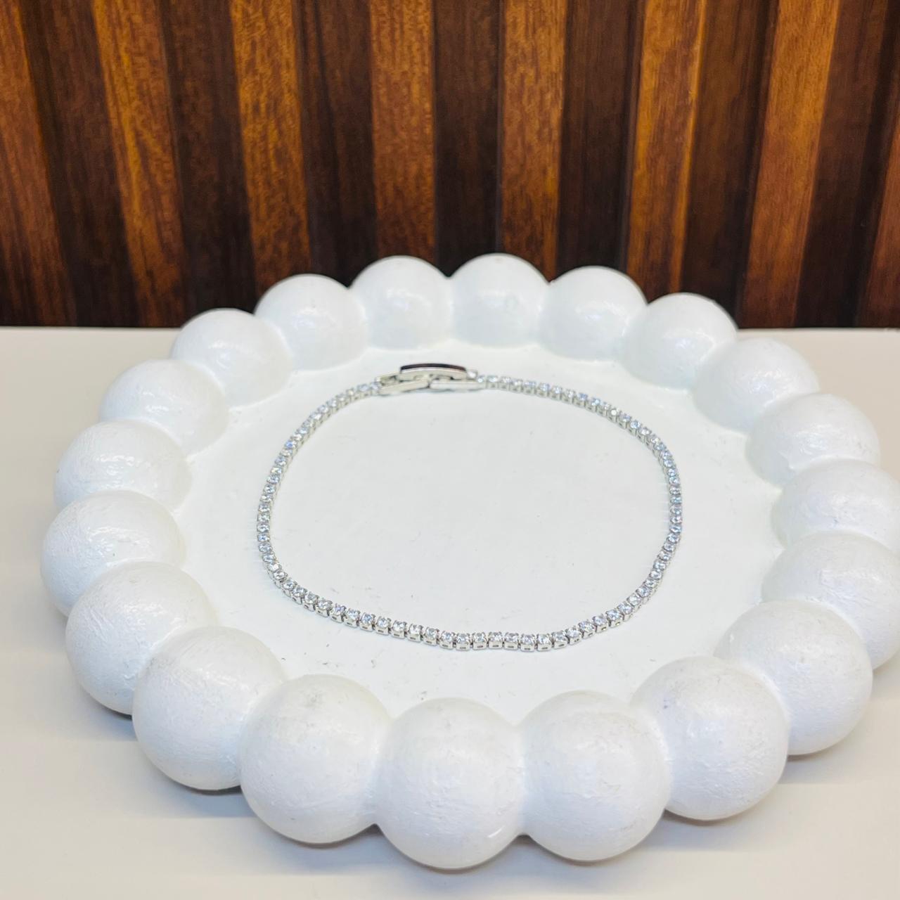 Marquise Cut Silver Tennis Bracelet