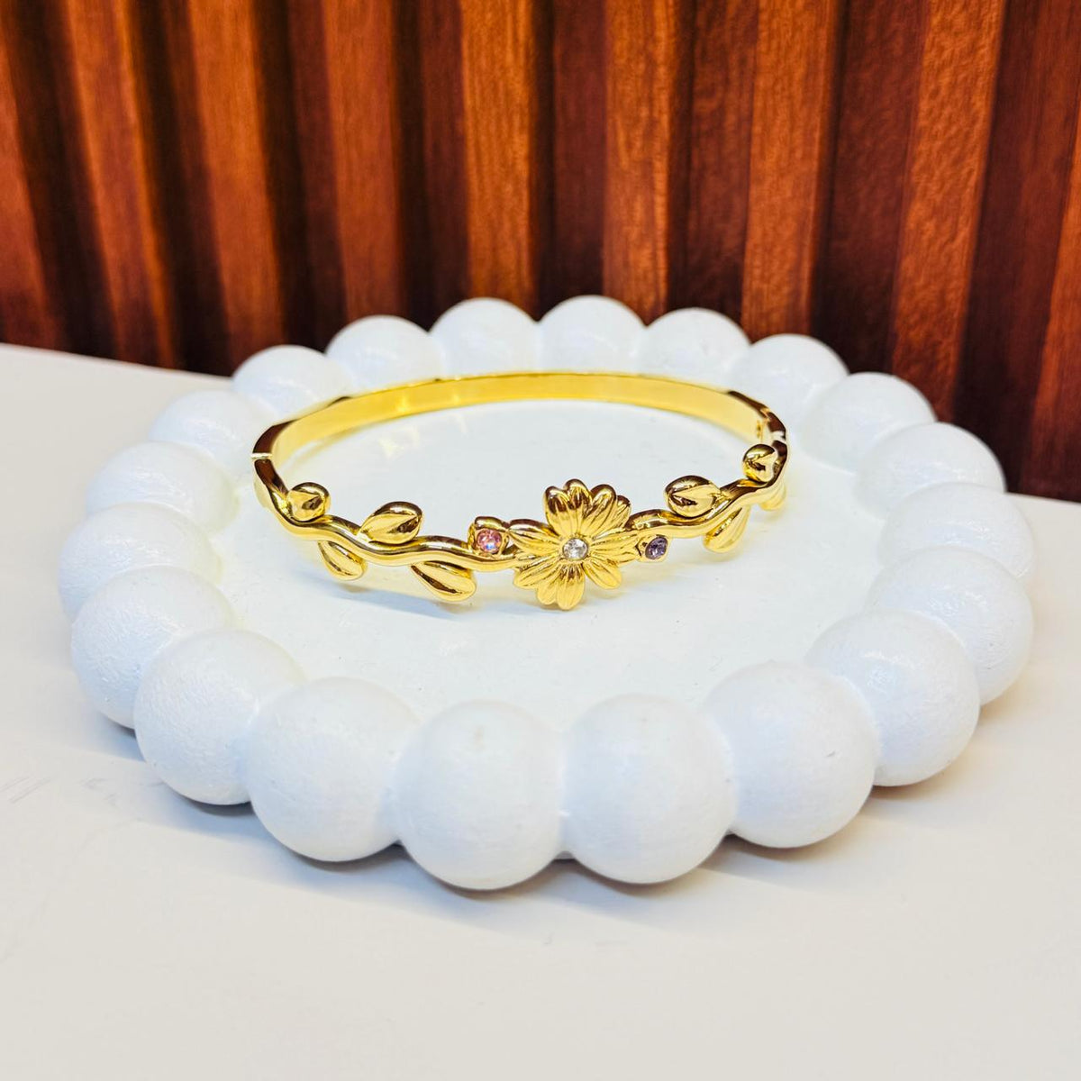 Floral Motif Stone Bracelet