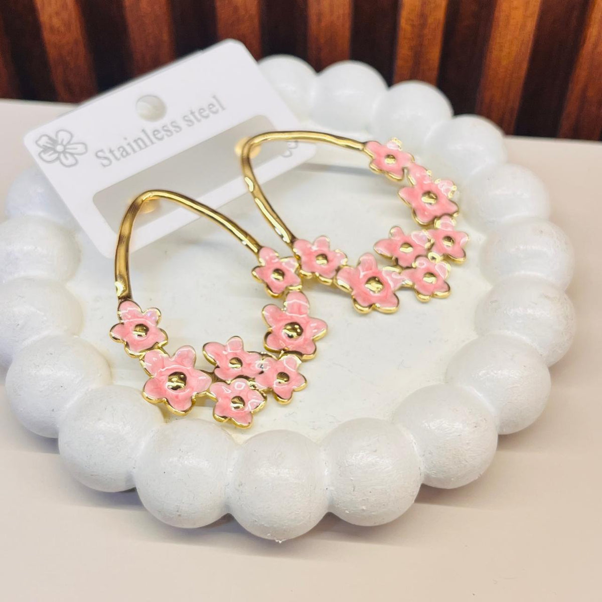 Pink Flower Earrings