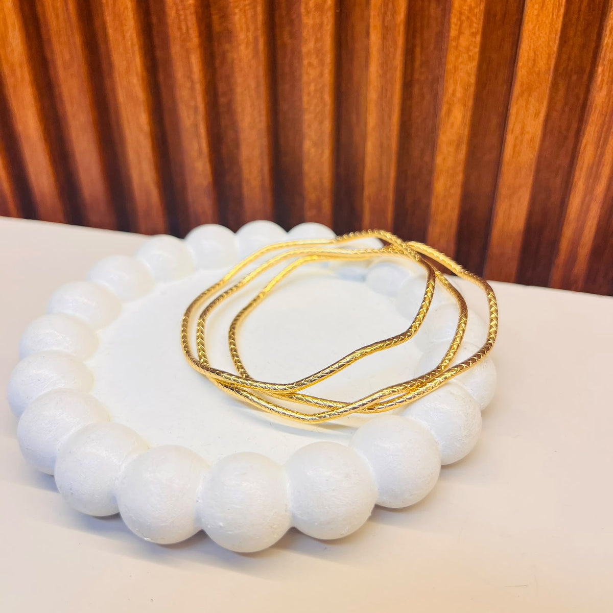 Golden Petal Bangles Set of 3