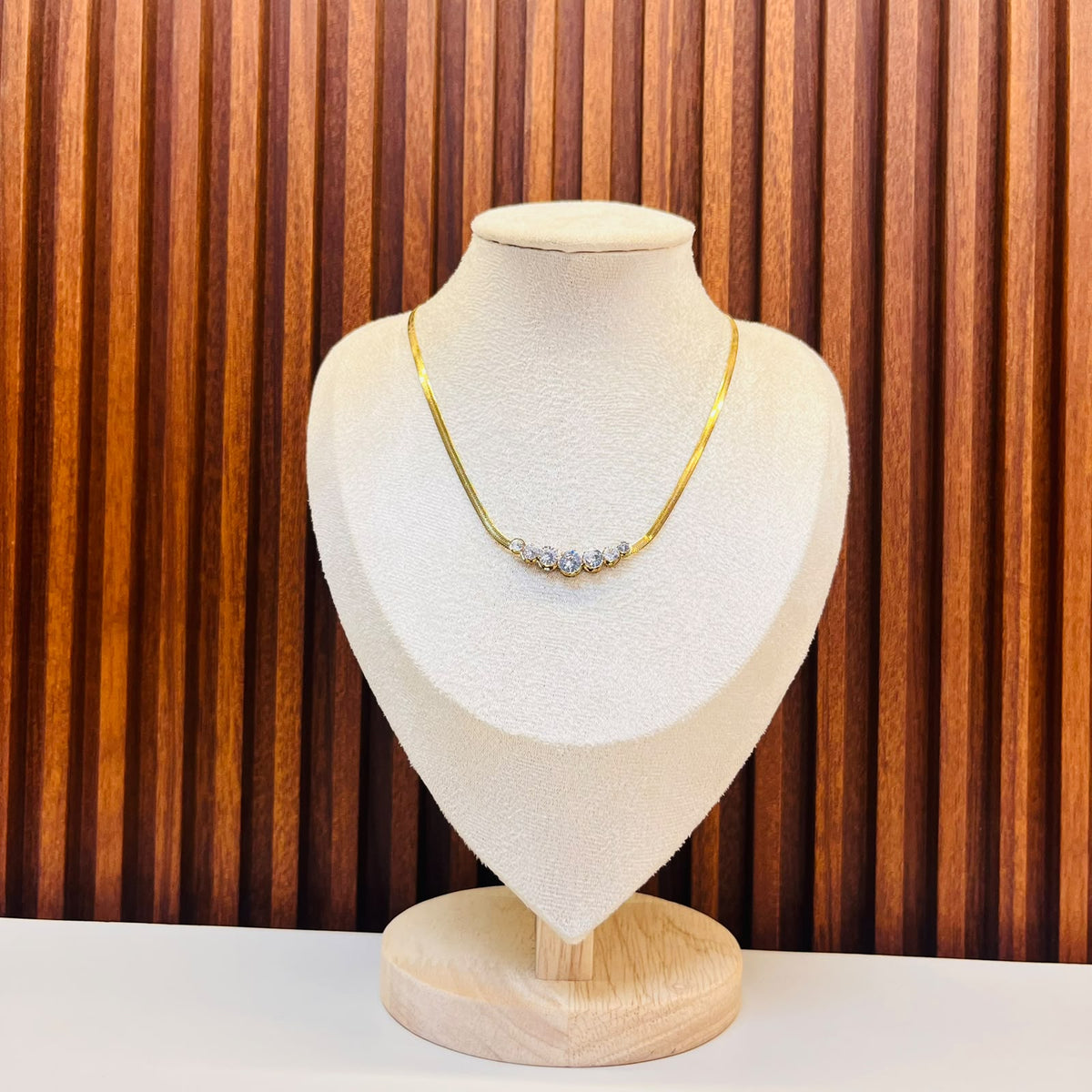 Curved Row Stone Necklace