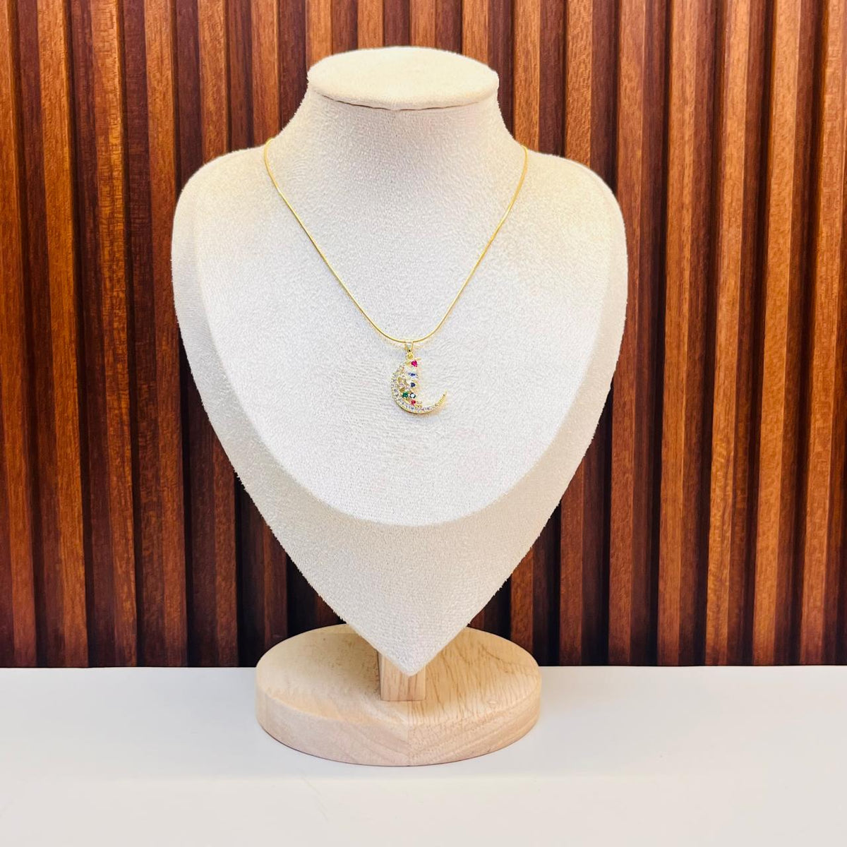 Multi Colour Moon And Star Necklace