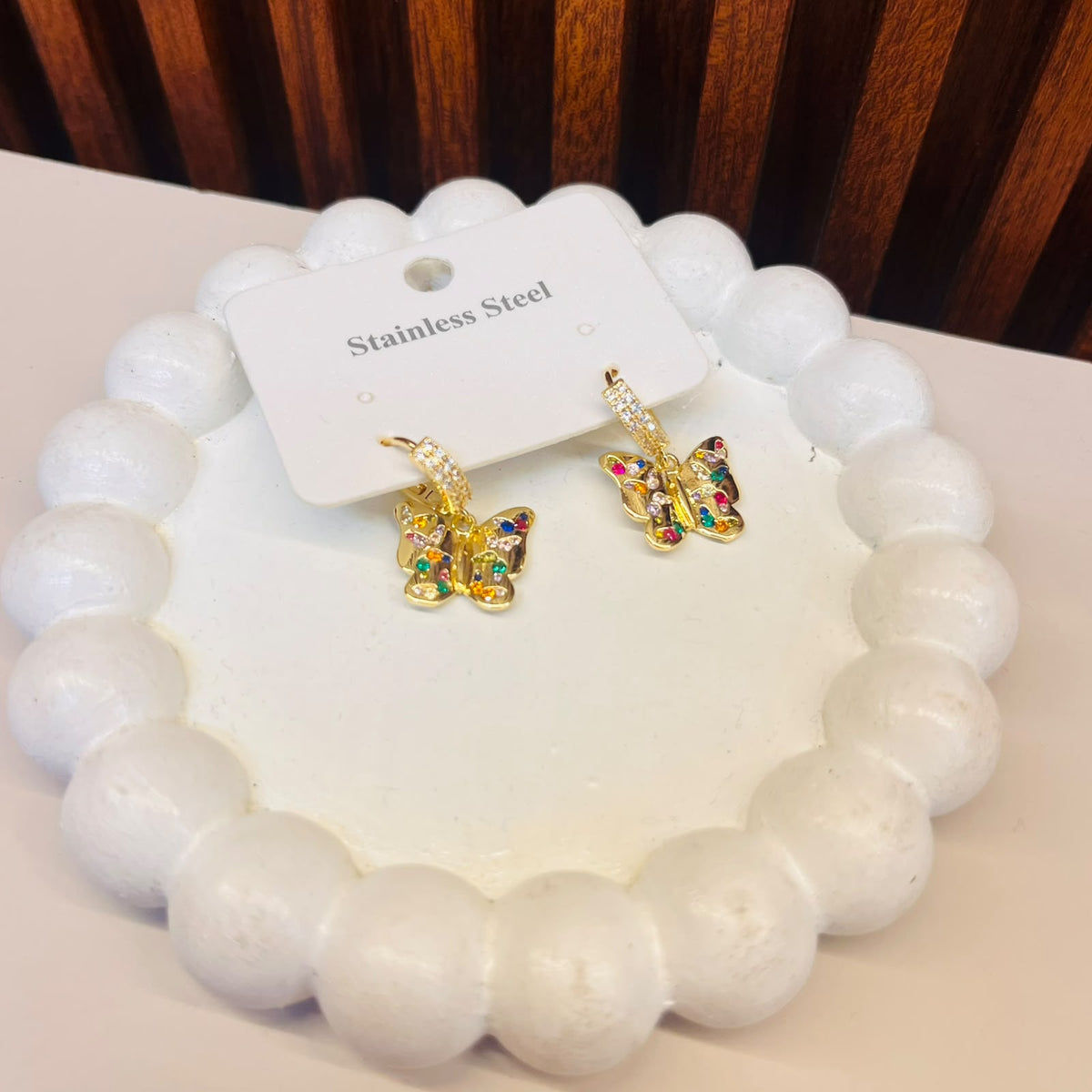 Multi Stone Butterfly Earrings