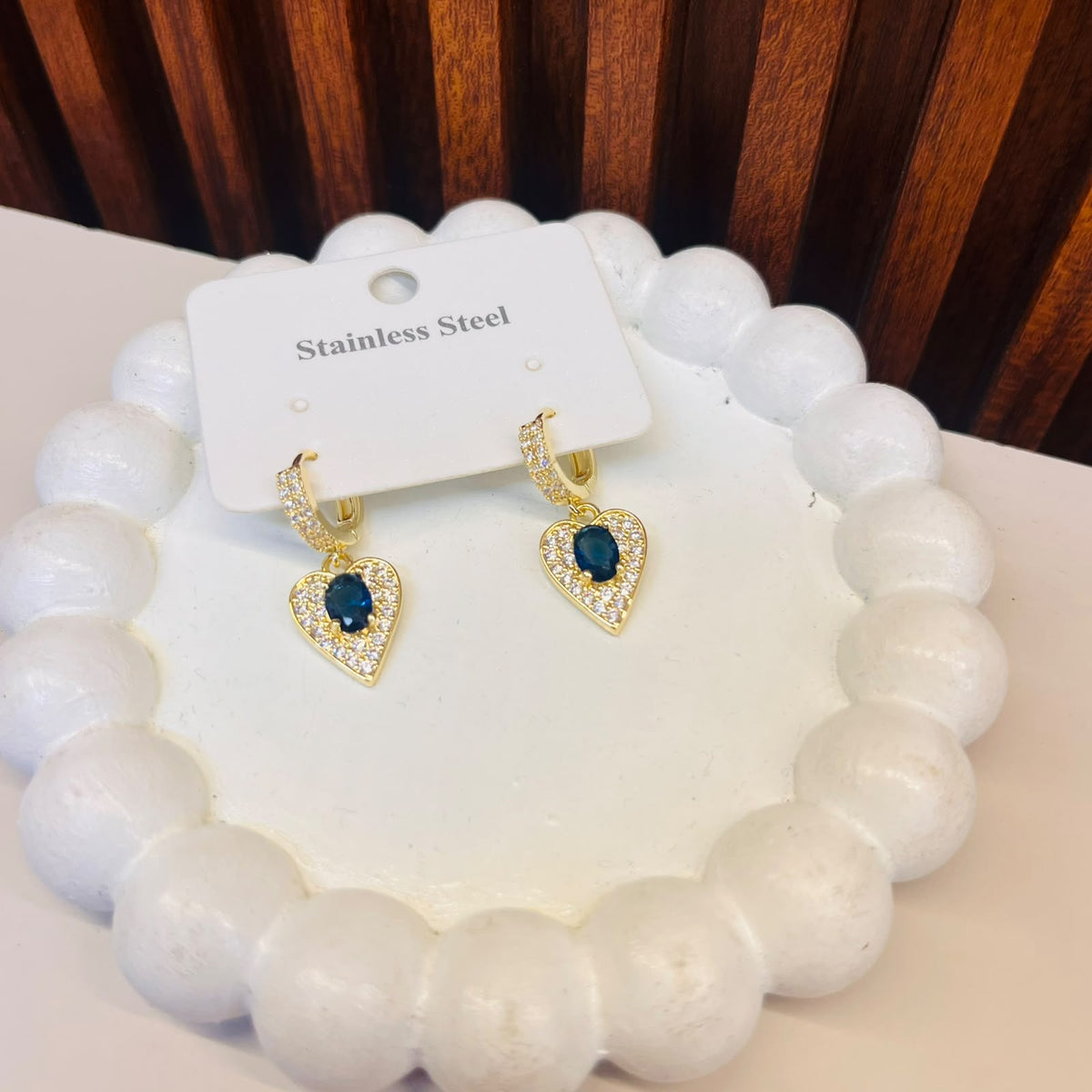 Dark Blue Stone Earrings