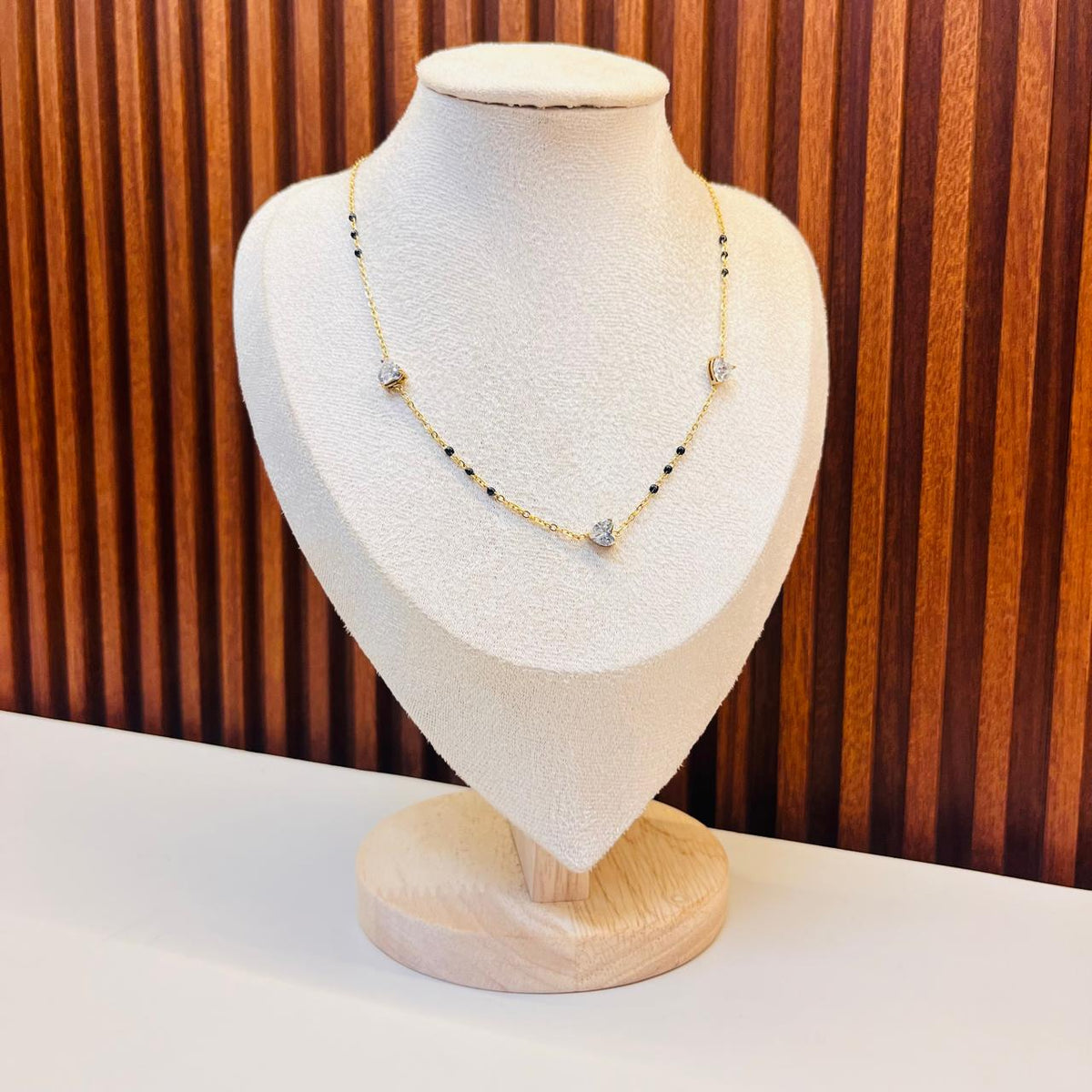 Small Heart And Beads Necklace