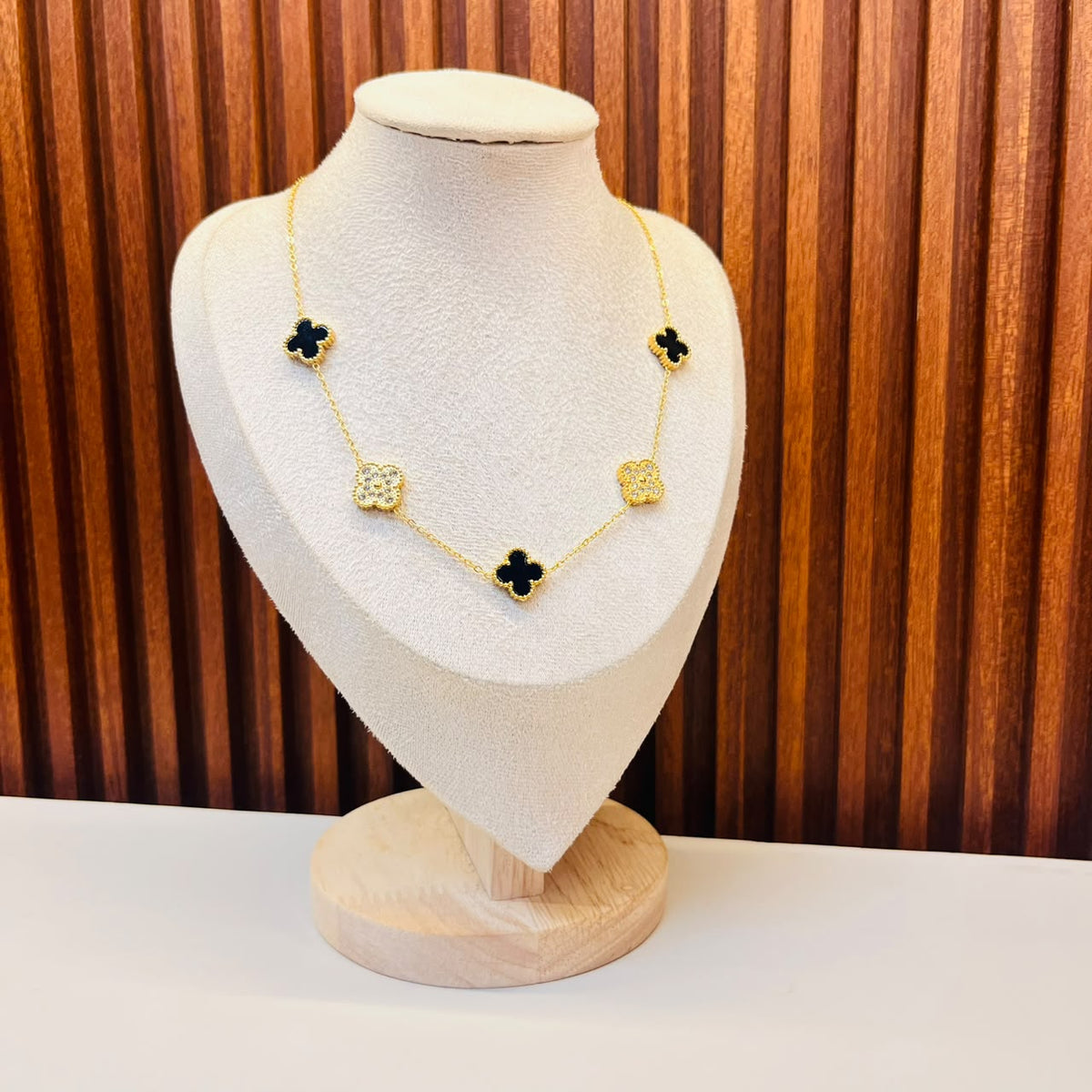 Black Diamond Clover Necklace
