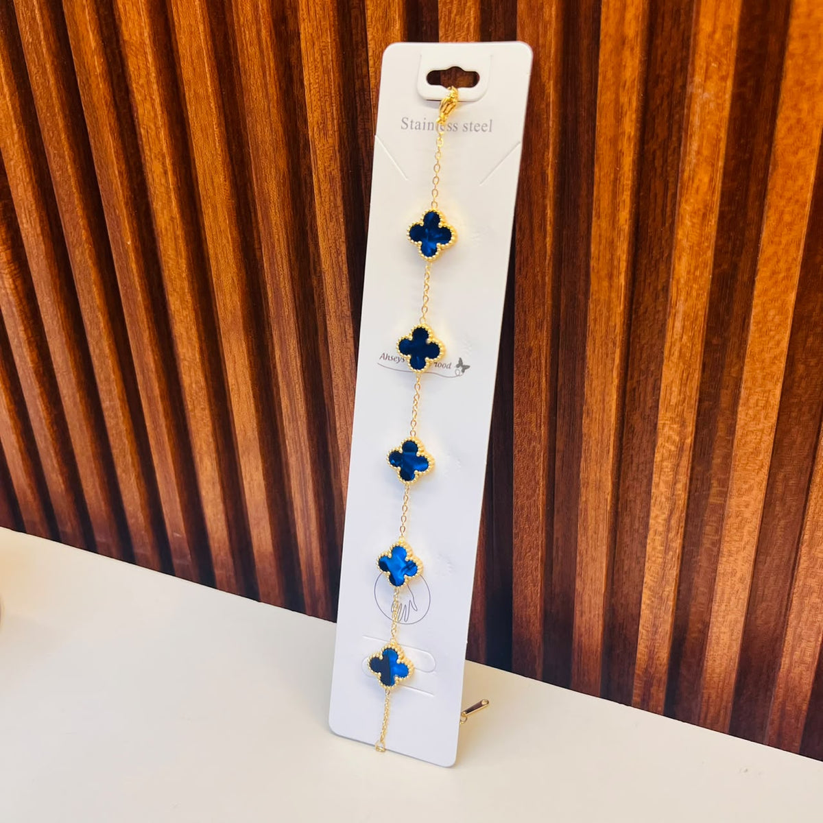 Blue Glossy Clover Bracelet