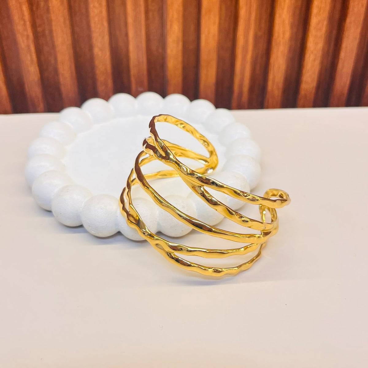 Hammered Gold Open Cuff Bracelet