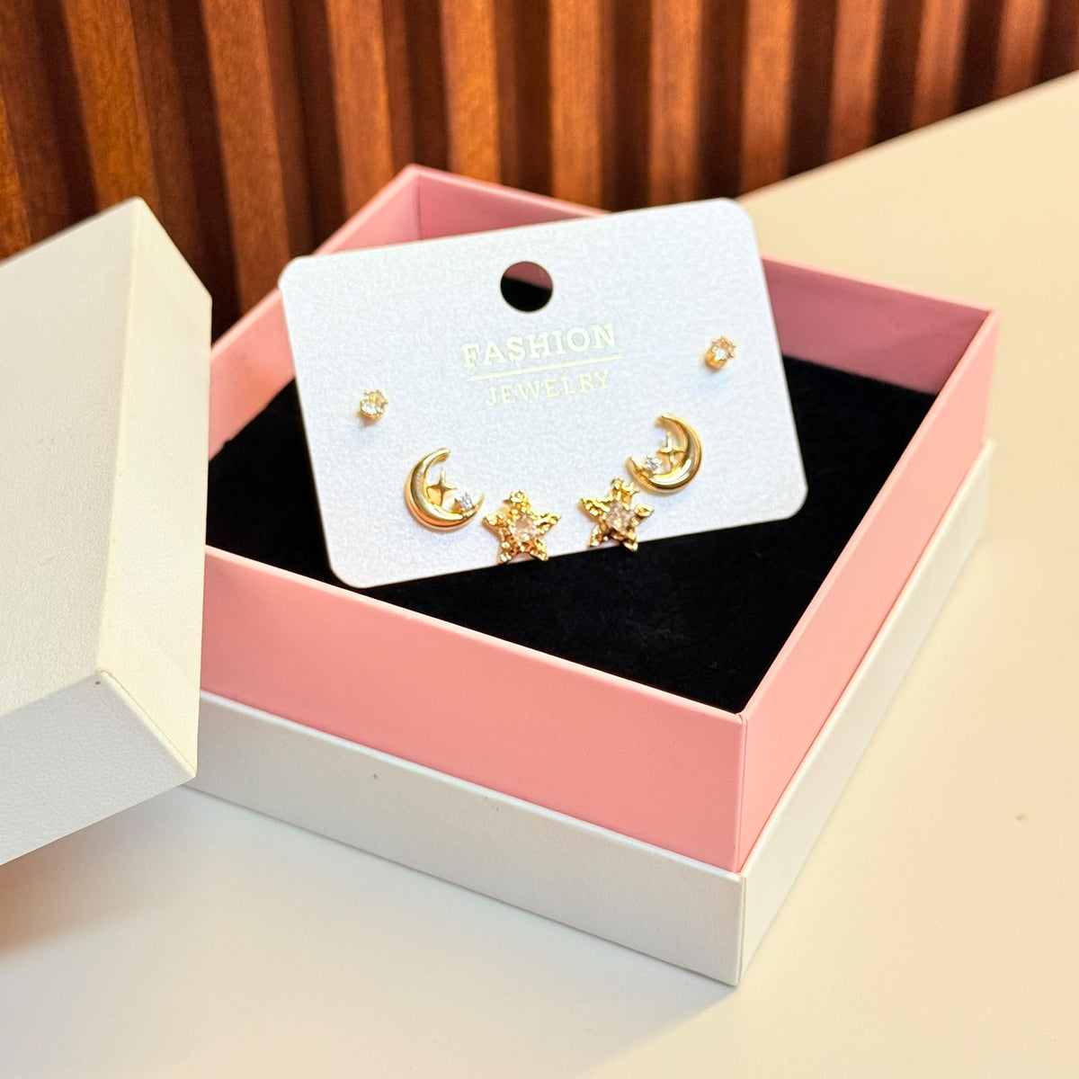 Crescent Moon And Star Combo Earrings