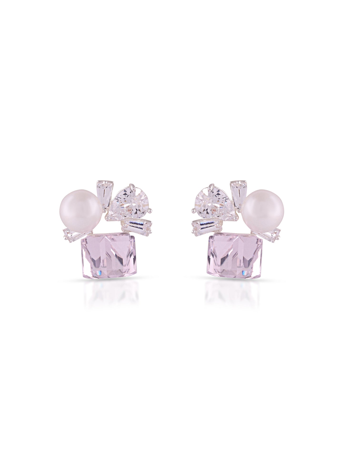 Pink Crystal Pearl Earrings