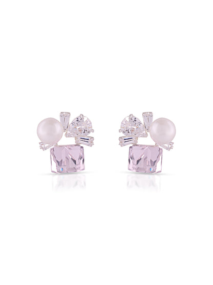 Pink Crystal Pearl Earrings