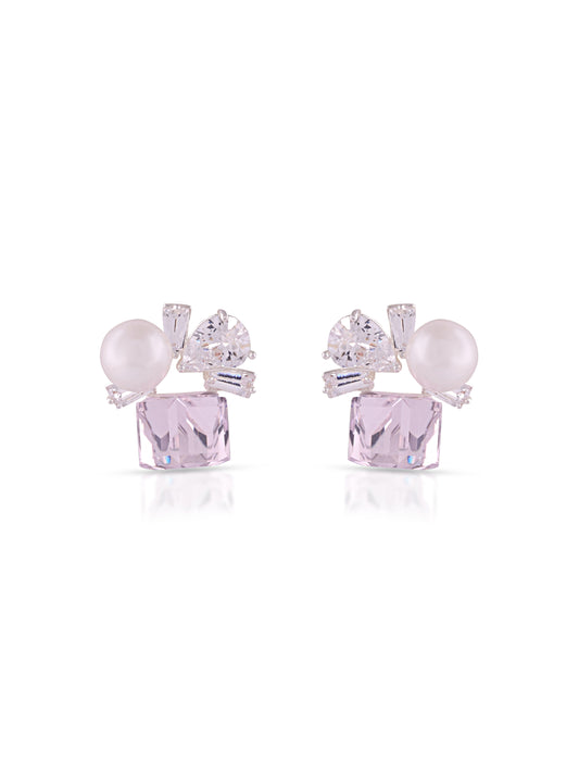 Pink Crystal Pearl Earrings