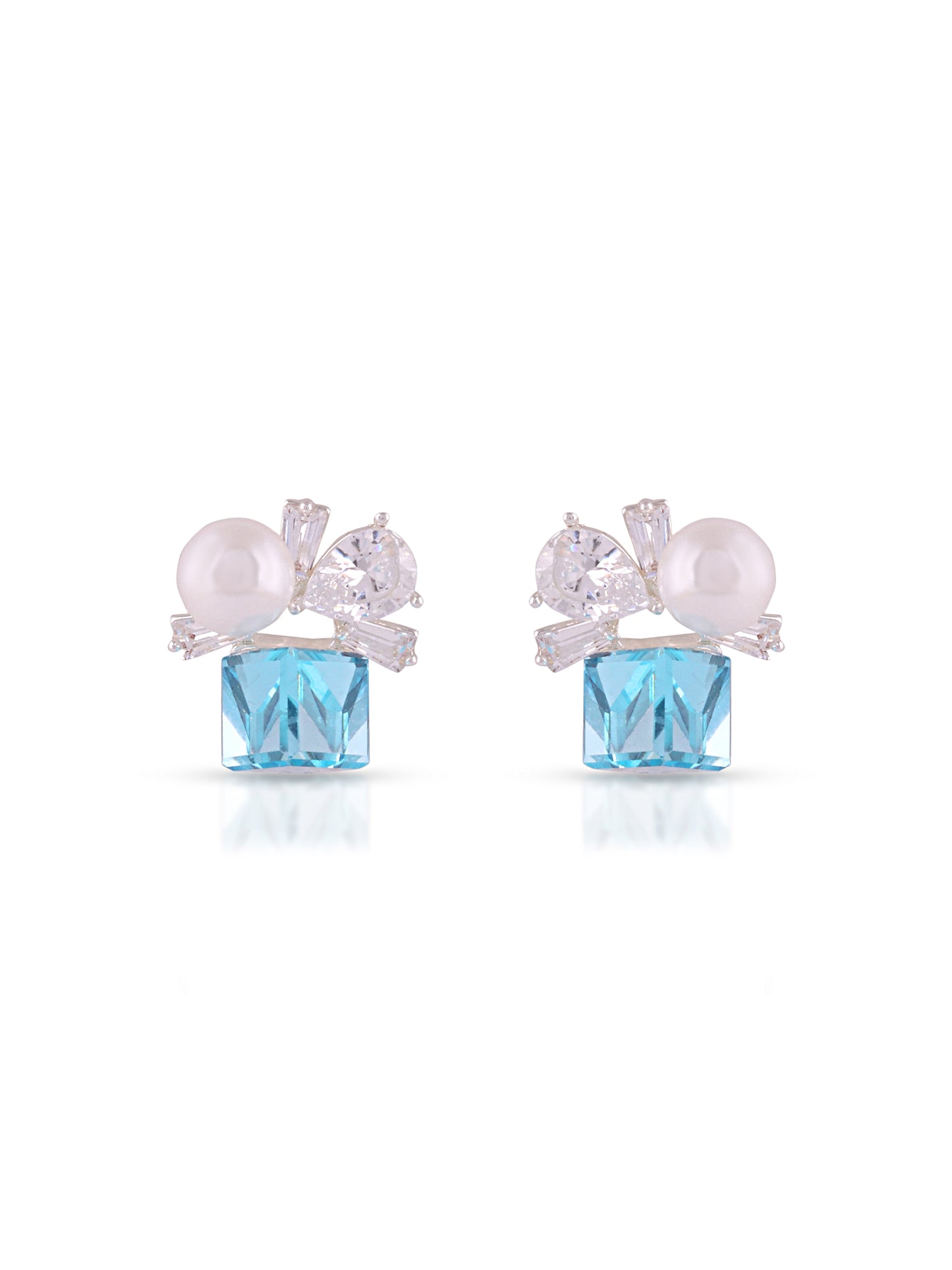 Blue Crystal Pearl Earrings